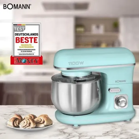 Bomann KM 6030 kneedmachine incl. transparant spatdeksel met navulopening, 1100 watt, 5 liter, groen