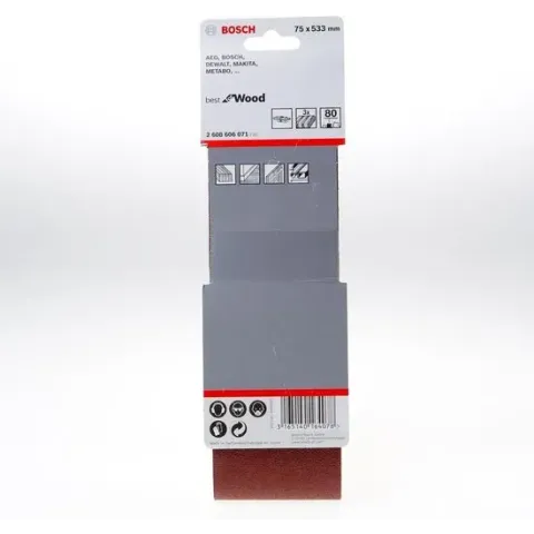 Bosch - 3-delige schuurbandset 75 x 533 mm - 80