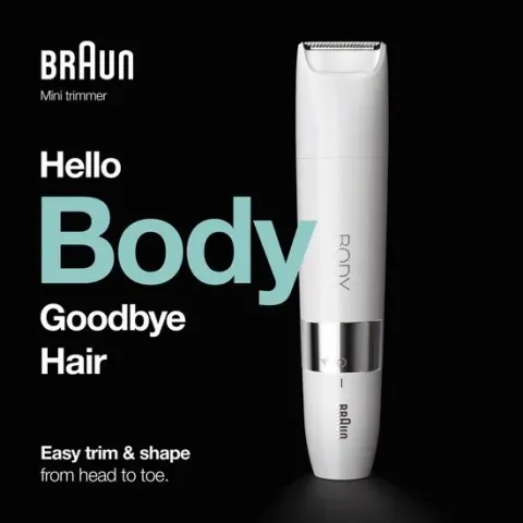 Braun Body BS1000 Mini Trimmer, Elektrische Ontharing Voor Vrouwen En Mannen - Wit