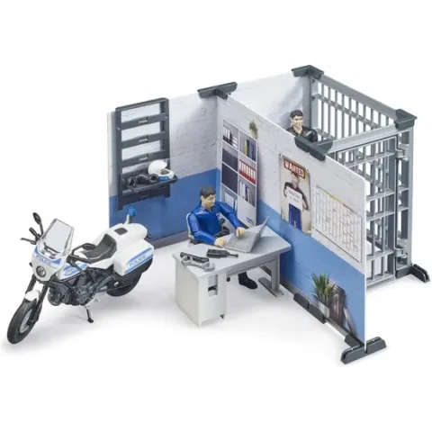 Bruder bworld Politiekantoor, -cel en -motorfiets (62732)