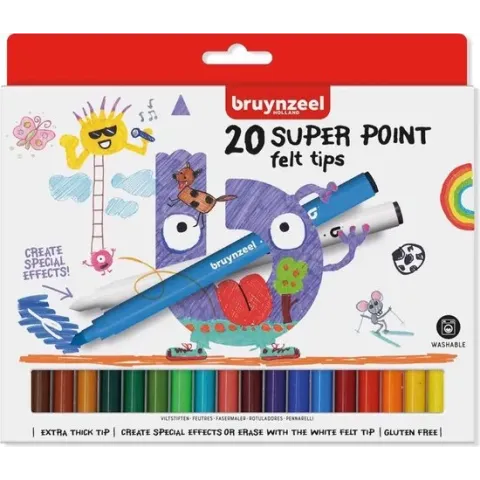 Bruynzeel Kids 20 super viltstiften met speciale witte stift