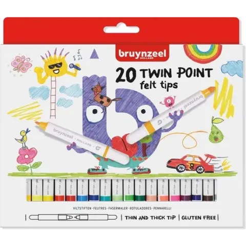 Bruynzeel Kids - 20 viltstiften - dubbele punt