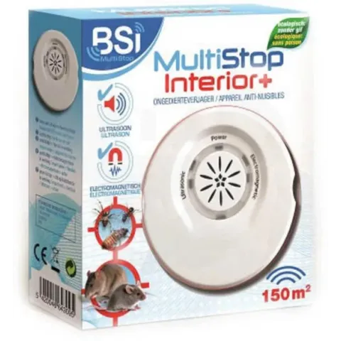 BSI - Multistop Interior Plus - Ongedierteverjager met dubbele werking: ultrasoon + elektromagnetisch - Ongediertebestrijding - Onhoorbaar voor mens - Bereik tot 150 m²