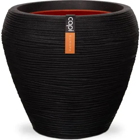 Capi Bloempot Nature Rib taps 42x38 cm zwart