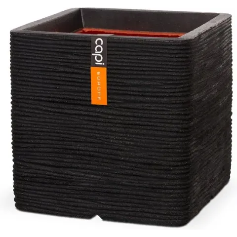 Capi Europe - Bloempot vierkant Rib NL 50x50x50 zwart