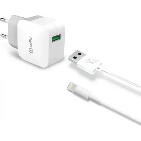 Celly Thuislader 230v 2.4a Mfi Usb Wit 2-delig