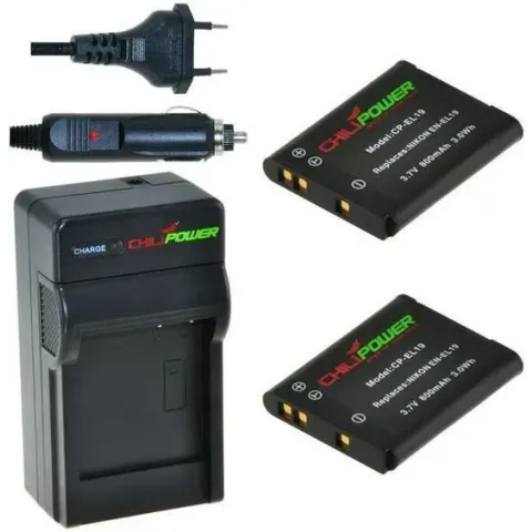 ChiliPower EN-EL19 Nikon Kit - Camera Batterij Set