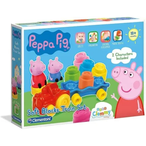 Clementoni - Blokkenwagen Peppa Pig 14-delig, blokken voor kinderen