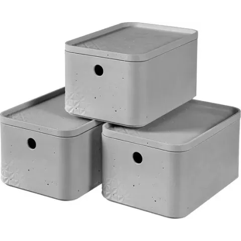 Curver Beton S Opbergbox - 4 l - 3 Stuks - Grijs
