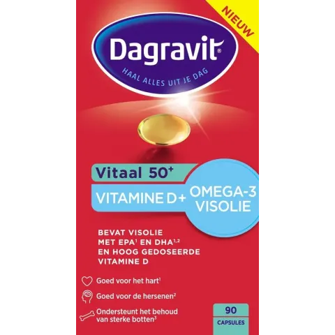 Dagravit Vitaal 50+ - Multivitamine - Vitamine D & Omega3 Visolie - Citroensmaak - 90 tabletten