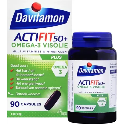 Davitamon Actifit 50+ Omega3 visolie - Multivitamine voor 50 plussers  - 90 capsules - Voedingssupplement