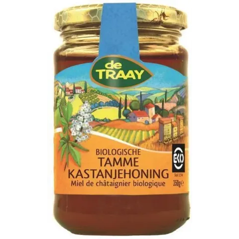 De Traay - Biologische kastanjehoning (tamme)  - 350g - Honing - Honingpot