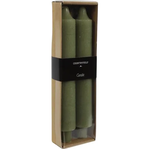 Decostar - Kaars Vela  - 25 X 4 Cm Wax  - Groen - 2 Stuks - dinerkaars -kaarsen