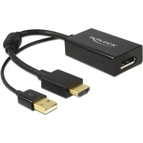 DeLOCK 0.245m HDMI+USB2.0-A/DisplayPort 0,254 m HDMI + USB Zwart
