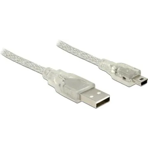 DeLOCK 0.5m, USB2.0-A/USB2.0 Mini-B USB-kabel 0,5 m USB A Mini-USB B Transparant