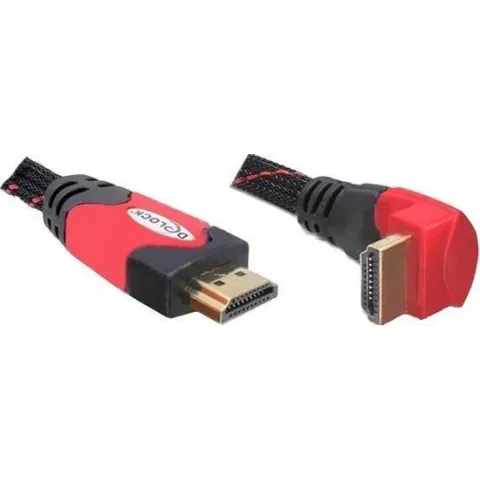 Delock - 1.4 High Speed HDMI kabel - eenzijdig haaks - 2 m - Zwart/Rood