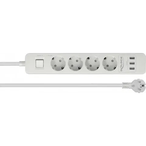 DeLOCK 11206 power uitbreiding 1,5 m 4 AC-uitgang(en) Binnen Wit