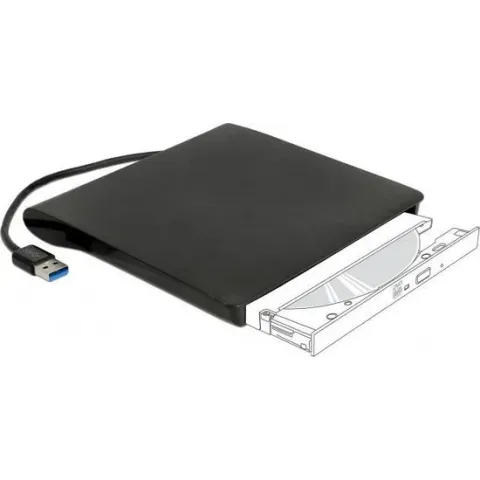 DeLOCK behuizing voor 5,25'' Ultra Slim SATA drives (9,5mm) - USB3.0 (USB-A) / zwart