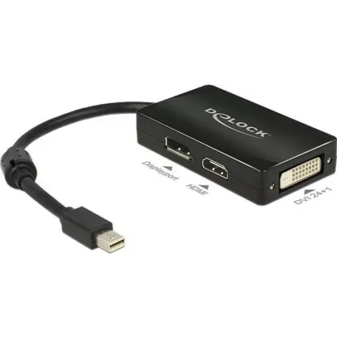 DeLOCK Premium Mini DisplayPort 1.1a naar HDMI, DVI en DisplayPort adapter / zwart - 0,15 meter