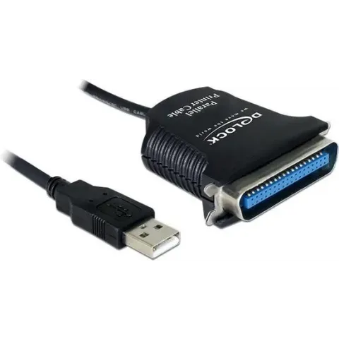 Delock - USB naar Centronics Kabel - Zwart - tot 1 meter
