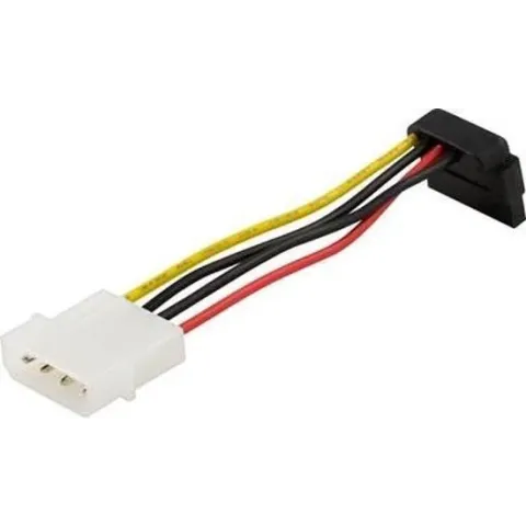 DELTACO SATA-S1, Voedingskabel voor seriële ATA-harde schijven, schuine connector, 10cm
