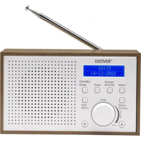 Denver DAB-46 / Retro FM radio / DAB + / LCD Display / Alarmfunctie / Wit