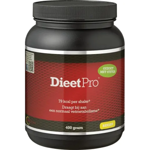 Dieet Pro - Eiwitshake - Voedingssupplementen - Banaan Stevia - 400 gr
