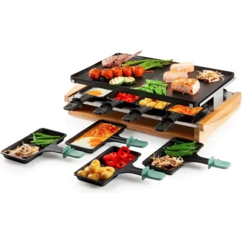 Domo DO9246G - Gourmetset Bamboo - 8 pannen + 4XL diepe pannen - Zwart