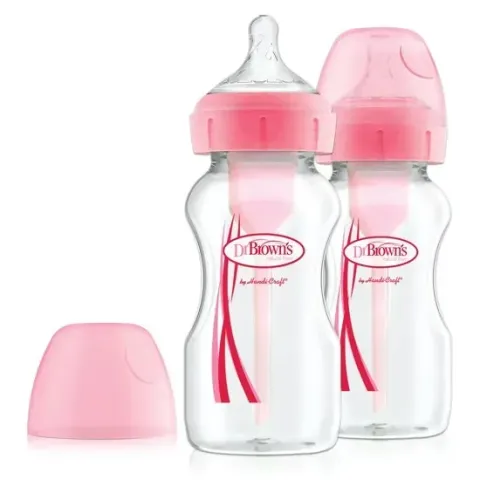 Dr. Brown's Options+ Anti-colic Bottle Brede Hals Fles - 270 ml - Duopack Roze