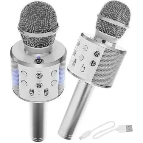 Draadloze Karaoke Microfoon Draadloos met Speaker Bluetooth Zilver