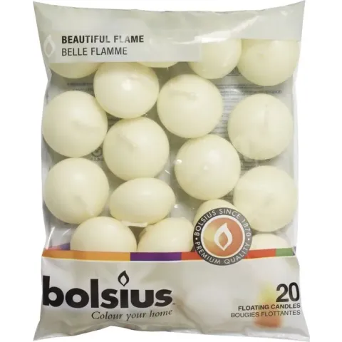 Drijfkaarsen zak 20 Ivoor  30/45mm Bolsius