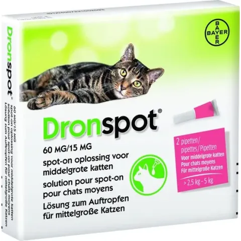 Dronspot Spot-On Kat  >2.5 - 5 Kg - Anti wormenmiddel - 2 pip