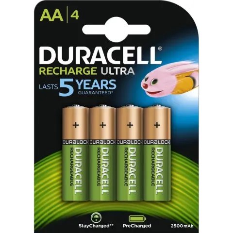 Duracell Rechargeable AA 2500mAh batterijen, verpakking van 4