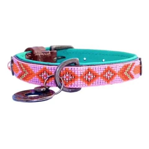 Dwam Halsband Sweet Mae Roze - Hondenhalsband - 29-33x2.5 cm