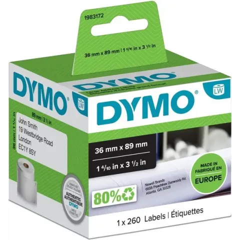 DYMO LW adresetiketten, 89 mm x 36 mm, papier, 1 x 260 etiketten