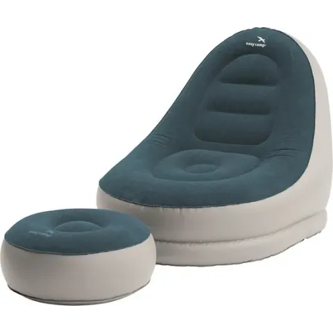 Easy Camp Comfy Lounge Set-Campingtoel-Opblaabaar-Stoel en Poef-Staal Blauw