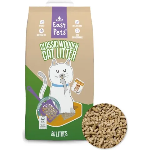 Easypets Houtkorrel Kattenbakvulling 20L - Biologisch afbreekbare houtkorrels - FSC