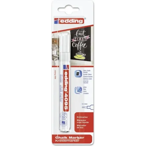 Edding 4095 krijtmarker wit , per stuk in blisterverpakking.