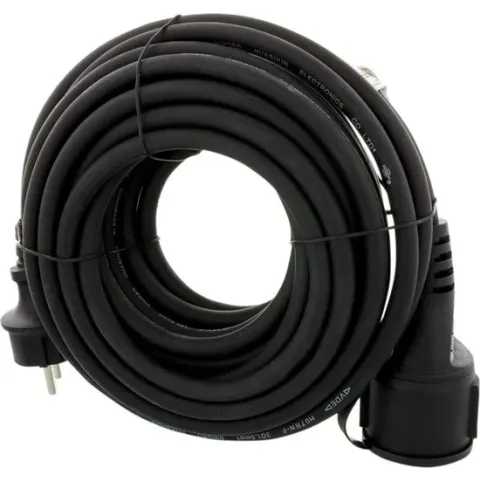 EXIN Verlengsnoer - Spatwaterdicht IP44 - Met randaarde - 10 meter - Zwart
