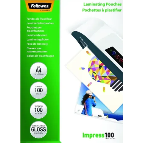 Fellowes lamineerfolie Impress A4, glanzend 100 micron, 100 stuks