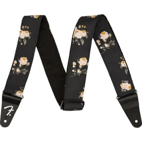 Fender Floral Strap Black, 2 - Gitaarband - zwart