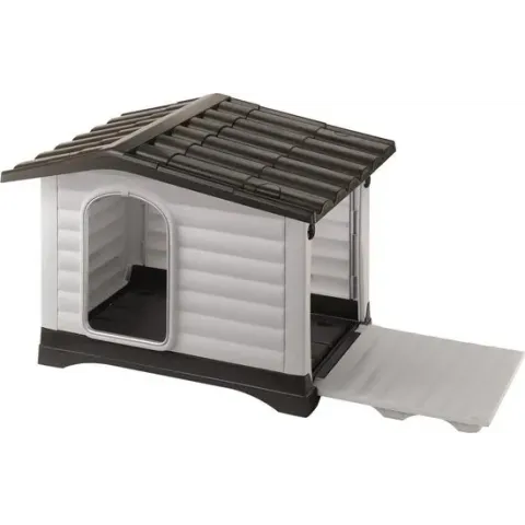 Ferplast Dogvilla Hondenhok 90 - Grijs/Bruin - 88 x 72 x 65 cm