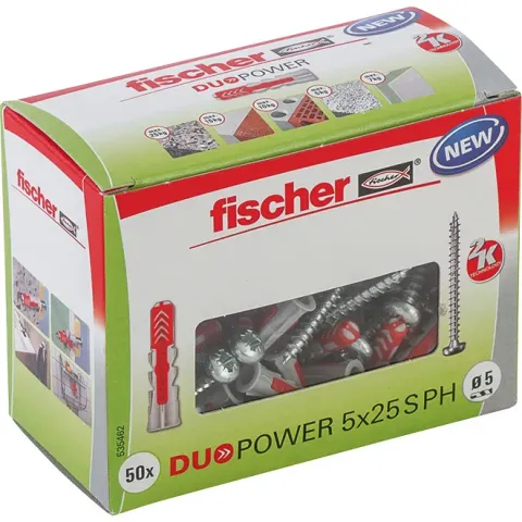 fischer DUOPOWER 5x25 PH LD met cilinderkop 50 stuks