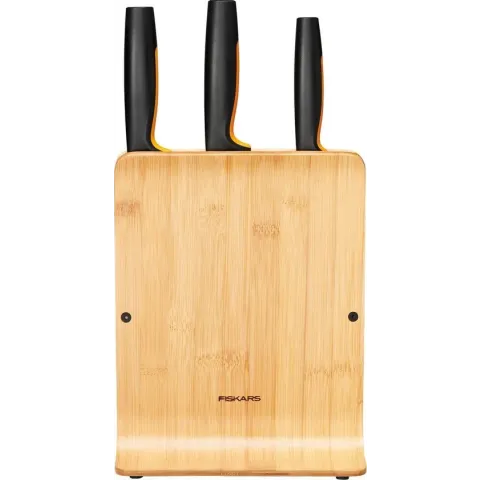 Fiskars Functional Form Messenblok met 3 Keukenmessen - Bamboe