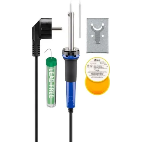 Fixpoint Elektrische soldeerset met soldeerbout, extra tip, houder, pasta en tin - 30W - 1,2 meter