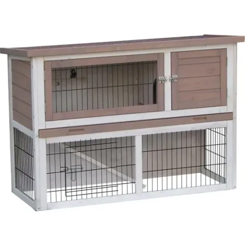 Flamingo Konijnenhok Loft Urban - Bruin/wit - 111 x 45 x 78 cm