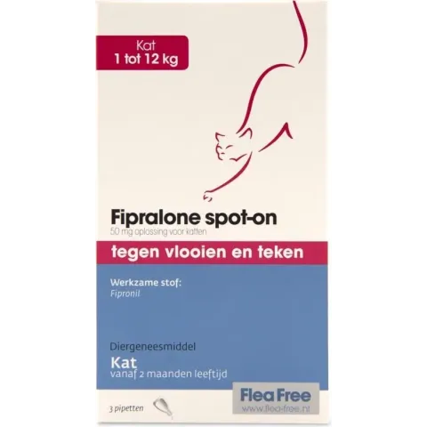 Flea Free Fipralone spot-on kat 1 tot 12 kg - 3 pipet