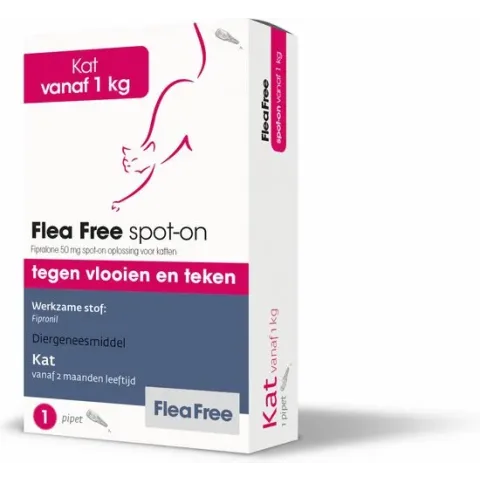 Flea Free Spot-On Anti Vlooiendruppels Kat vanaf 1 kg 1 pipet