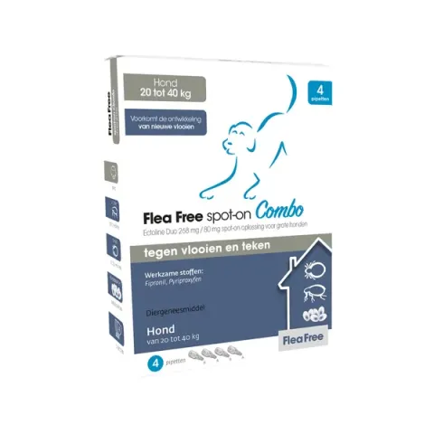 Flea Free Spot-On Combo Hond Large - Anti vlooien en tekenmiddel - 4 pip 20-40 Kg