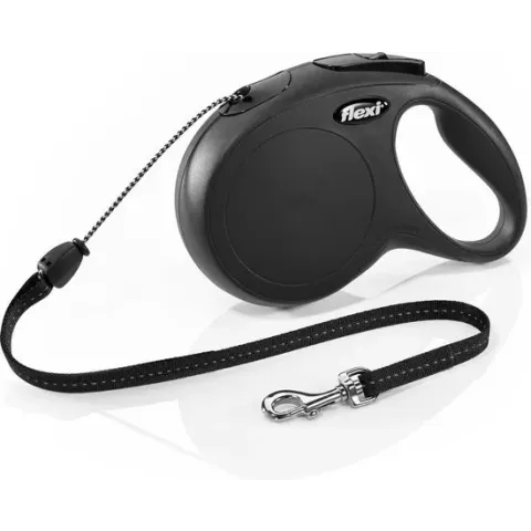 Flexi New Classic Koord - Hondenriem - Zwart - M - 8 m - (<20 kg)